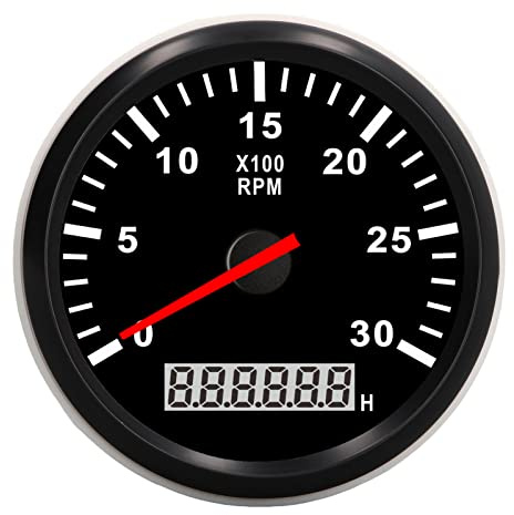 Varvräknare, 85 mm/3,35 tum varvräknare mätare 3 000 varv/min IP67 vattentät tacho-mätare med LCD-urräknare röd bakgrundsbelysning för bil lastbil båt