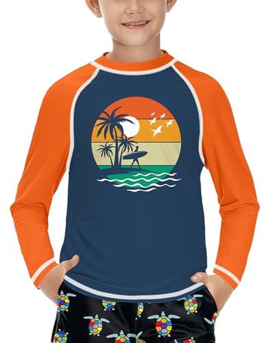 BesserBay Kinder UV Shirt Lange Ärmel Rashguard Schnelltrocknend UV Badeshirt für Jungen 110-160
