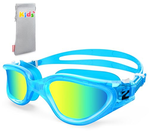ZIONOR Simglasögon för barn, G1MINI polariserade simglasögon komfort för ålder 6-14, UV-skydd anti-dimma justerbar rem passar för barn pojkar flickor (guldlins)
