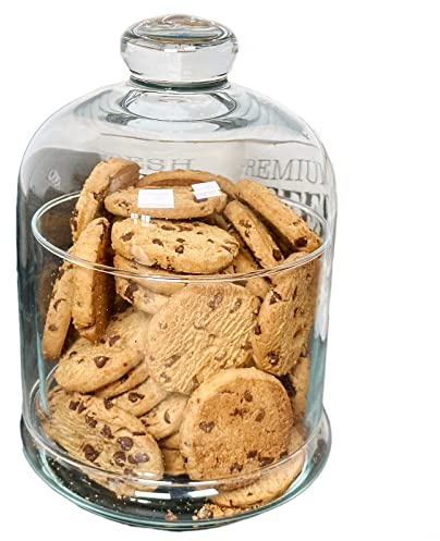 Darthome Glass Biscuit Jar With Lid Round Kitchen Snacks Clear Round Cookie Storage Bowl
