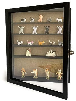 WANLIAN Große Schattenbox mit Regalen, 40,6 x 50,8 cm, Holzschatulle, Vitrine mit Acryl-Fenster, 5 herausnehmbare Regale und Leinenrückseite, zum Präsentieren von Fotos, Souvenir-Kollektion (schwarz)