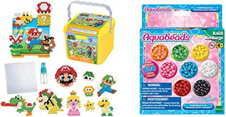 Aquabeads 31774 Kreativ Würfel - Super Mario - Bastelset, grün & 31517 Perlen, Multi Color, 18 cm