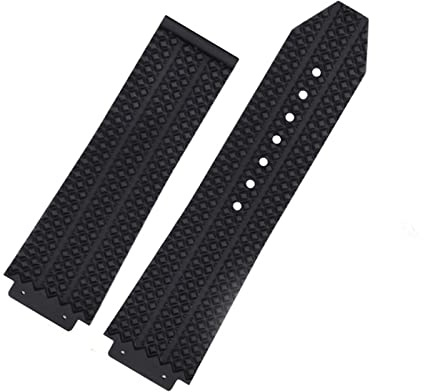DASEB För HUBLOT Classic Fusion Universe Big Bang-serien män kvinnor svart silikon klockarmband vertikal rand vägarmband 26 mm x 19 mm, 26-19mm, Agat