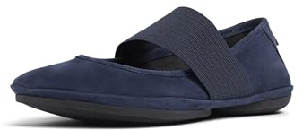 Camper Right Leather Ballerina Flats for Women - Ultra-Comfortable Women’s Shoes with Soft EVA Footbeds and Flexible Rubber Outsoles, Navy 243-40 EU / 9 US
