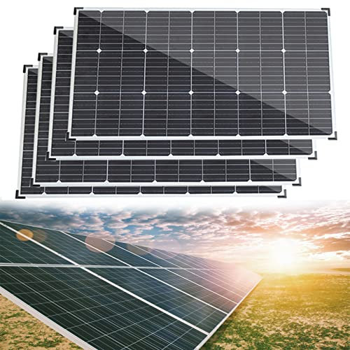 RayGenius 200w Panel Solar Conjunto Casa Impermeable Silicio Monocristalino BateríA Recargable De 12v con Controlador De 40A Casa BalcóN Coche Caravana Yate Impermeable,fourpieces