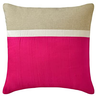 The HomeCentric Dekorativ Fuchsie Kissen Überzüge,2 Stück, 65x65 cm Seide & Leinen Kissen Patchwork & Farbblock, Kissenhülle mit, Einfarbig Kissen, Modern Kissen Überzüge - Fuchsia Silkastic