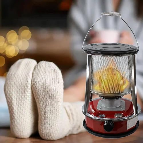 Calentador de aceite de queroseno portátil para estufa de tienda de campaña interior para calefacción de invierno eficiente sin electricidad Calentadores de queroseno para calefacción (4,6 L/rojo