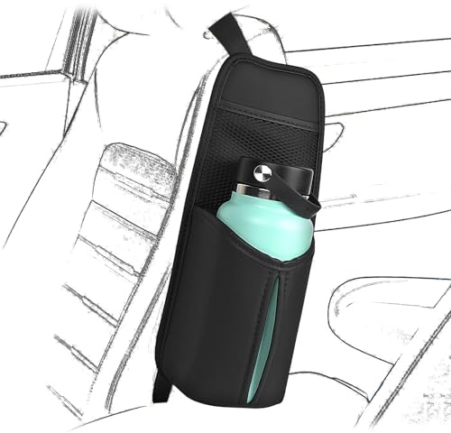 Linkidea Autositz-Seiten-Wasserflaschen-Organizer, kompatibel mit YETI Rambler Flasche 26oz/36oz,Hängender Aufbewahrungsbeutel für große Flaschen an der Fahrzeugsitzseite, Schwarz