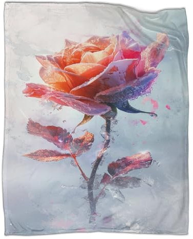 HIXIP RoseDicke Flanelldecke Mit 3D- EiskristallRose -Print, Für Erwachsene Blanket Für Sofa, Mikrofaser Kinderdecke Decke 60x80inch(150x200cm)