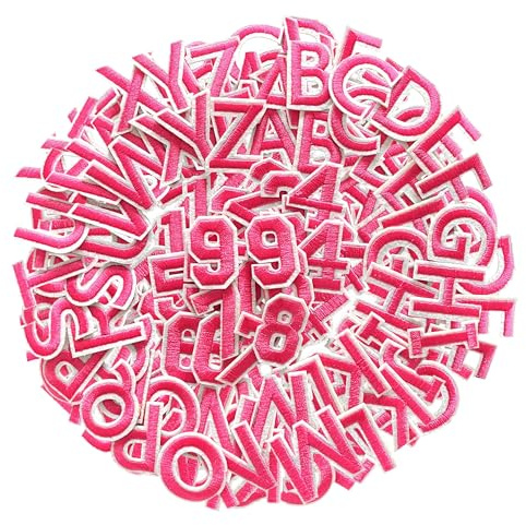 72 pcs Buchstaben zum aufbügeln bügelbilder für textilien bügelflicken kinder rosa Buchstaben Zahlen patches zum aufbügeln buchstaben aufkleber patch z