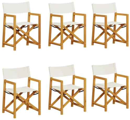 vidaXL 6-teiliges Klappstuhl-Set, cremeweißer Stoff