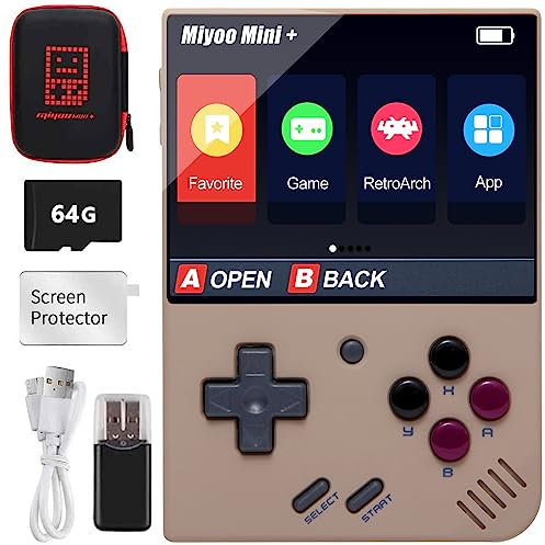Miyo Mini Plus Handheld Retro Game Console, Built -in 64G TF Card, 7,000 Classic Games, 3.5 -Inch IPS Screen, Supports WIFI, with Storage Bag (Gray, 64G)