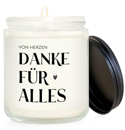 Craftique Danke Geschenk - Duftkerze im Glas - Dankeschön Geschenke für Frauen, Abschiedsgeschenk Lehrerin, Danke für Alles, Danke Erzieherin, Hebamme Geschenke, Thanksgiving