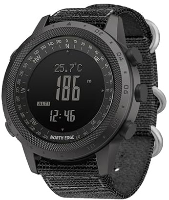 CakCity Military Tactical Watch for Men - Outdoor Sports Watch with Compass, Barometer, Altimeter, and Step Counter - Hiking Digital Wrist Watch, nylons, Outdoor
