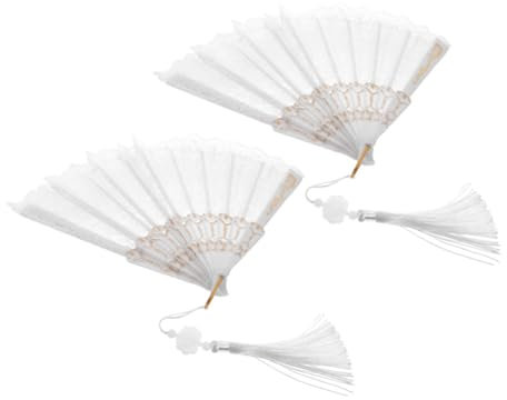 Amosfun Spitze 2 Stück Handfächer mit Exquisitem Muster Handfächer Faltbar Im Chinesischen Stil Faltbarer Handfächer Zum Tanzen und Fotografieren
