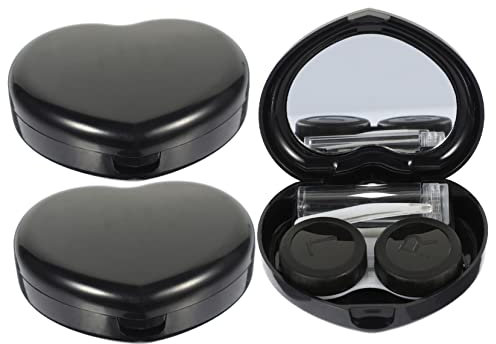 Hoement 3sets Travel Contacts Lens Cases Compact Eye Lens Storage Box Mirror Portable Holder for Women