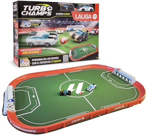 Turbo Champs LaLiga Stadion - 2 Exklusive Autos verbinden Leidenschaft für Fußball mit Auto-Emotionen, Spielen Sie mit Ligaautos, Spielzeug für Kinder ab 6 Jahren