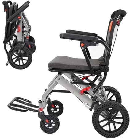 UYSELA Ultraleichter Rollstuhl Faltbar, Mehrzweck Transportrollstühle für Erwachsene, Tragbarer Reiserollstuhl für Senioren, Wiegt 9.5KG