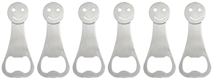 6 Stück Flaschenöffner Lächelndes Gesicht Design Bottle Opener mit Personalisiertem Bierflaschenöffner Flaschenöffner Edelstahl für Home Pub Restaurant Outdoor