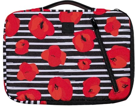 Exacompta - Ref. 17213E - 1 Datorväska kompatibel med 13-14 tums datorer - infällbart handtag - liten framficka - blixtlås på 2 sidor - återvunnet tyg - Poppy