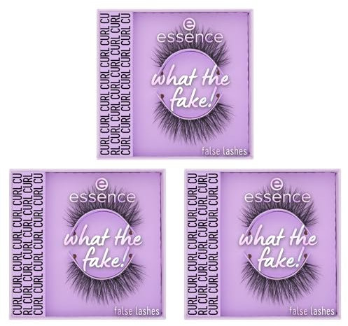 essence what the FAKE! false lashes, künstliche Wimpern, Nr. 02, Transparent, Falsche Wimpern-Effekt, vegan, ohne Mikroplastikpartikel, Nanopartikel frei, ohne Parfüm, 3er Pack (3x1g)