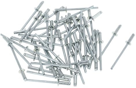RATCHROLL 50 Stück Offene Enden Großkopf Blindnieten 3mm Griffdurchmesser 10mm Grifflänge 6mm Flanschdurchmesser Silberfarbenes Eisen