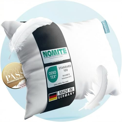 LEOSARA® 3-Kammer Daunenkissen 40x80 – Daunenkissen 40x80 - Federkissen Kopfkissen Daunen I Allergiker geeignet I Atmungsaktiv I Kopfkissen Daunen 90% Daune/10% Federn