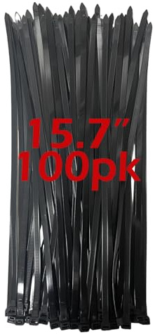 100PCS Heavy Duty Cable Ties 400mm x 7.6mm 120lbs Black Zip Ties Large Thick Heat Resistant Zipties, Big Wide Wire Ties, Industrial Tie Wraps for Outdoor Use