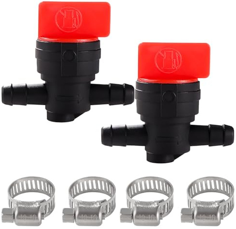 VooGenzek 2 Pièces Vanne de Coupure de Carburant 1/4, 6-8 mm Plastique Vannes Carburant en Ligne, avec 4 Pièces Colliers de Serrage, pour Tondeuse à Gazon