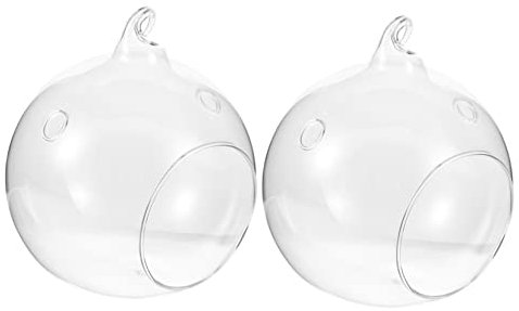 INOOMP Terrario Sospeso in Vetro a Globo 12 Cm, Set 2 Pezzi Porta Piante Aeree Pensile Per Micro Paesaggi Decorativi Da Appendere, Superficie Liscia Senza Sbavature Per Uso Domestico