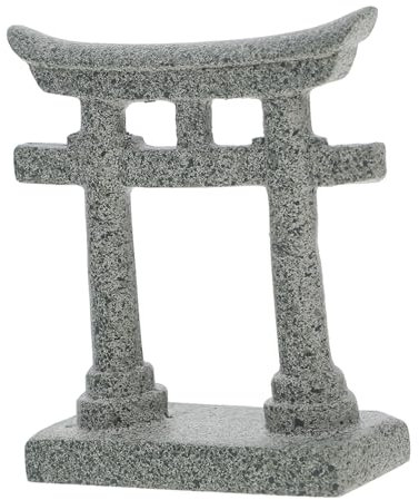 FONDOTIN Japanisches Torii Tor Miniatur Gartenskulptur Aus Kunstharz Handgefertigte Sandsteinoptik Außendekor Für Garten Und Aquarium Asiatisches Shinto Schrein Ornament