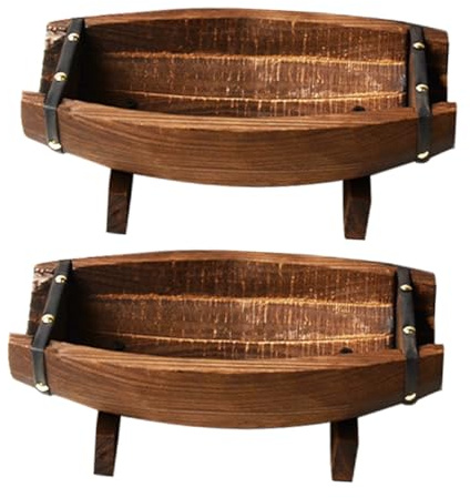 MALUGOGO 2pezzi Fioriera in Legno Da Esterno Mezza Botte Vaso Rustico Decorativo Per Piante Vasi Fiori Botte Per Giardino e Interni