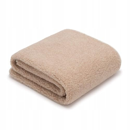 Wool & Home Merino Wolldecke 160x200 cm – Kuscheldecke aus 100% Merinowolle, Muster Beige Teddy – Gewicht 500 g/m² – Atmungsaktiv und Langlebig
