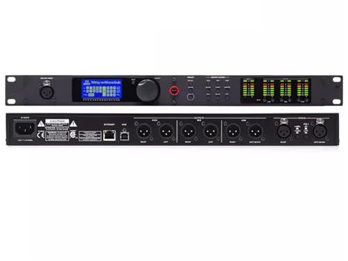 Lautsprecherfrequenzteilungsprozessor, 2 Eingänge 6 Ausgänge Audioprozessor mit LCD-Bildschirm, Füllstandsanzeige, PC einstellbar für DJ-Studio und Live-Performance