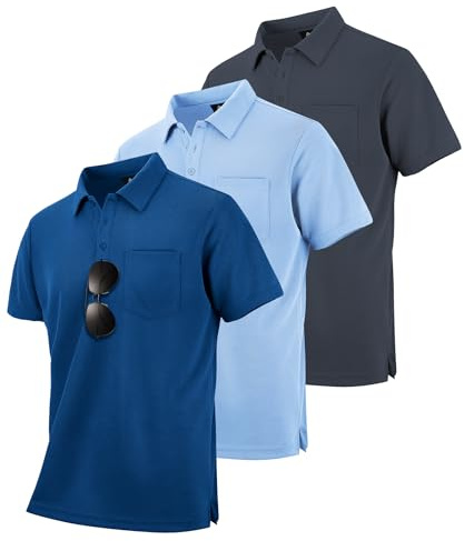 ZITY 3 Pack Polo Shirt for Men Short Sleeve Golf Polo Mens Adult Outdoor Breathable Tops Work Multipack T-Shirt Sports Tennis Tee