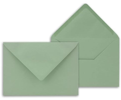 50 Stück Briefumschläge B6, Brief Umschläge in Eukalyptus Grün Format 12,5 x 17,6 cm Nassklebung Ohne Fenster für Grußkarten Hochzeit Einladung Geburtstagskarten Briefkuvert