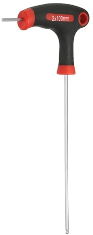 sourcing map Clé hexagonale à poignée en T avec extrémité sphérique 2 mm métrique 143 mm de long bras Cr-V Clé hexagonale intérieure Outils de réparation pour entretien automobile et ménage, rouge et