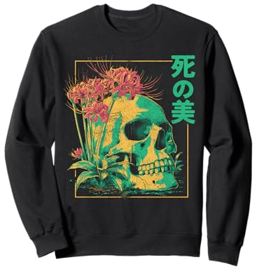Rosso Ragno Giglio Fiore Cranio Scheletro Anime Giapponese Felpa