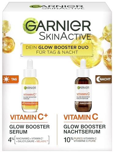 Garnier SkinActive Vitamin C Glow Booster Serum Duo für Tag & Nacht, zur Förderung gesund aussehender, strahlender Haut, 1 Stk.