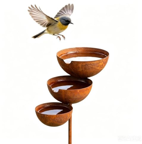 Mangeoire pour oiseaux - Style antique - Bronze - Fontaine de jardin - Accessoires pour petits animaux sauvages - Distributeur d'eau pour animaux sauvages
