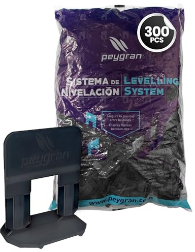 Sistema de nivelación de azulejos Peygran de 2 mm: 300 clips. Para instalación de azulejos y piedra sin desniveles, para profesionales y bricolaje. El producto más preciso y fiable del mercado.
