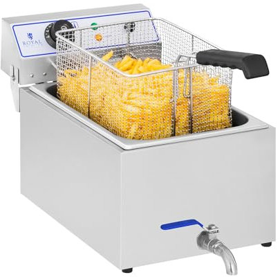 Royal Catering Friteuse Électrique Volume De 17 l Au Total, Dont 11 l D’Huile, 3 000 W, Robinet De Vidange, 60-200 °C, Inox Professionnelle Commerciale