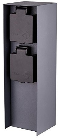 eckige Steckdosensäule für Außen mit 2 oder 3 oder 4 Steckdosen IP44 Garten Stromversorgung (anthrazit 2fach)