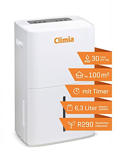 Climia CTK 240 elektrischer Bautrockner mit ökologischem Kühlmittel, Luftentfeuchter (max. 30 l/Tag) geeignet für Räume bis 230 m3, W-LAN Modul – Smart Home kompatibel