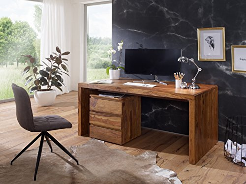 KADIMA Design Natur Sheesham Massivholz Büro Schreibtisch Teko 120 x 60 x 76 cm
