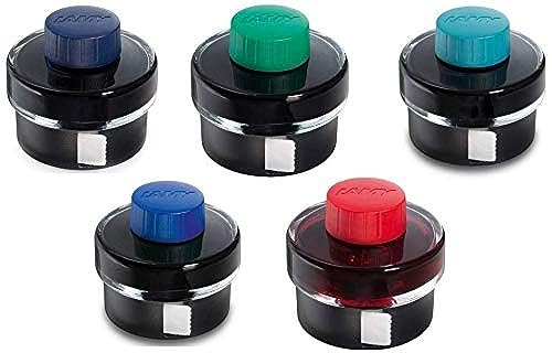 Lamy Ink Refill Color Variety Pack, Black/Blue, Green, Blue, Turquoise and Red 50ml Each 5 Inks Total (Lamy T52 Variety Bundle)