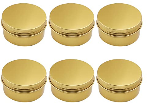 Othmro 6 x runde Metalldosen mit Schraubdeckel, 68 x 35 mm (T x H), goldene Dosen für Salve, Gewürze, Lippenbalsam, Tee oder Süßigkeiten, 80 ml