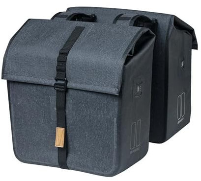 Basil Urban Dry Fahrrad Doppeltasche - Wasserdicht (IPX3) - Reflektierende Fahrradtasche - Fahrradtasche für Gepäckträgertasche - Grau