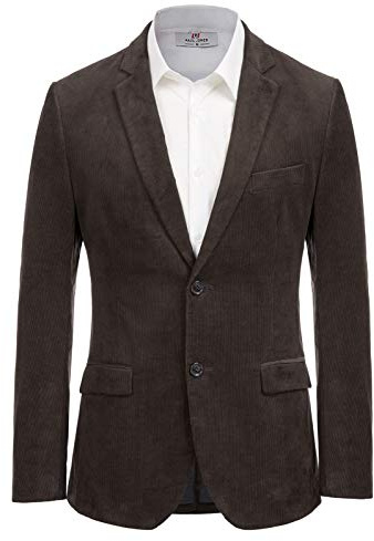 PJ Paul Jones, Giacca da Uomo in Velluto a Coste, Slim Fit, con Due Bottoni, Stile Casual e Sportivo, Cioccolato, M