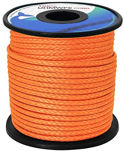 emma kites UHMWPE geflochtene Schnur, 2 mm, Orange, Spleißbar, Utility-Kordel zum Selbermachen, Zeltplane, Abspannseil, Hängematte, Ridgeline, Whoopie, Schlingen, Bär, für Camping, 30 m, 450 m